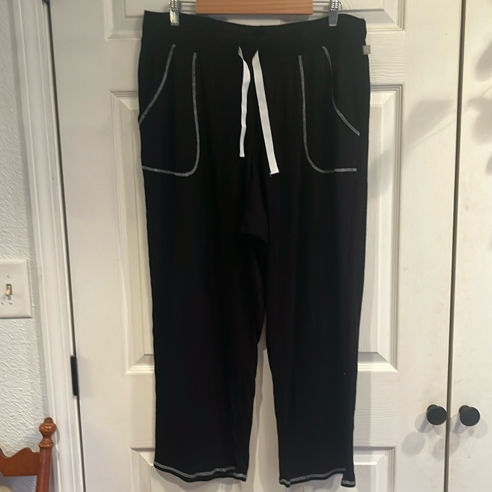 Cacique Black Lounge Pants with White Drawstring